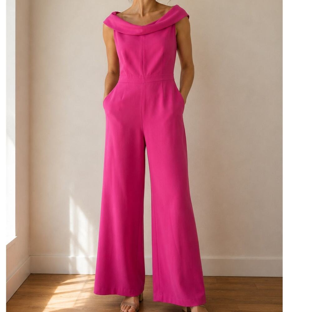 Laundry by Shelli Segal Pink Wide-Leg Jumpsuit Occasion Barbiecore Statement-S